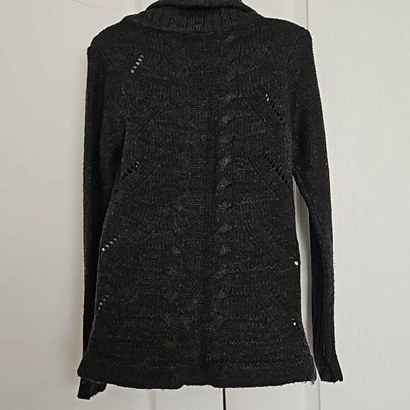 Suzy Shier Button-Down Long Sleeves Knitted Cardigan Sweater Gray Small - Picture 4 of 16